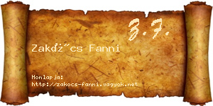 Zakócs Fanni névjegykártya